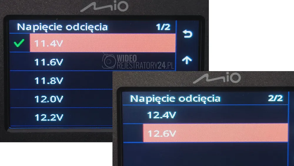 regulacja progów napięcia w kamerze